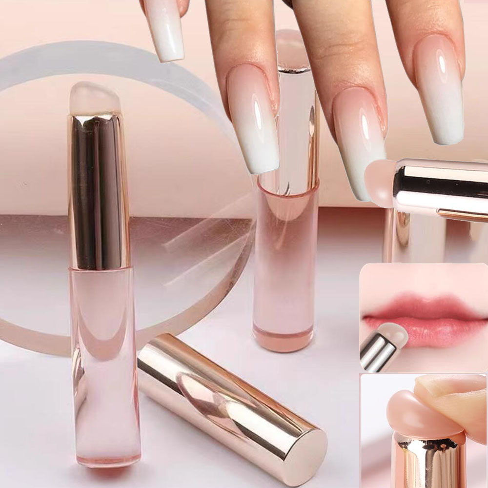 Nail Art Ombre Pink - 1pc Pink Silicone Nail Brush Reusable
