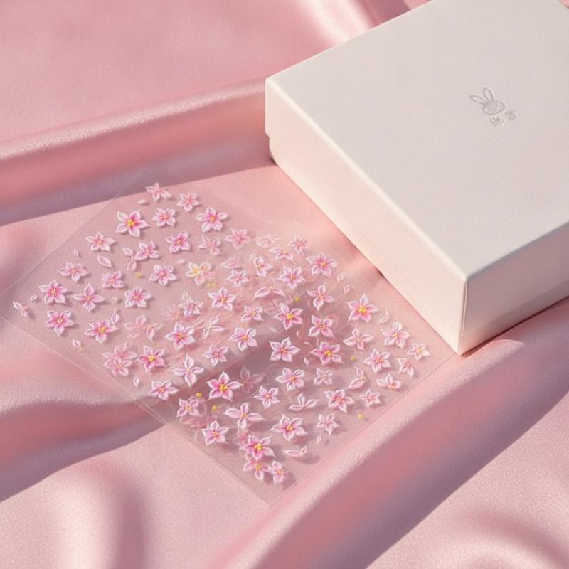 Nail Art Ombre Pink - 5D Five Petal Flower Nail Art