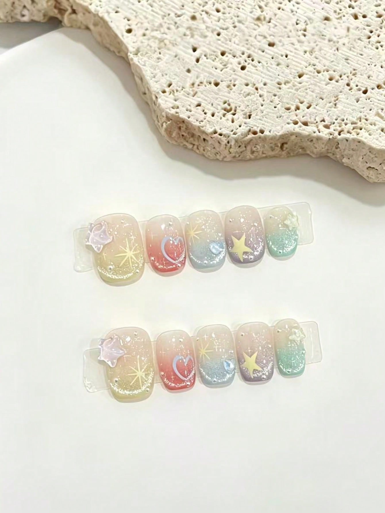 Nail Art Xs - 10-Piece Set of Macaron Rainbow Gradient