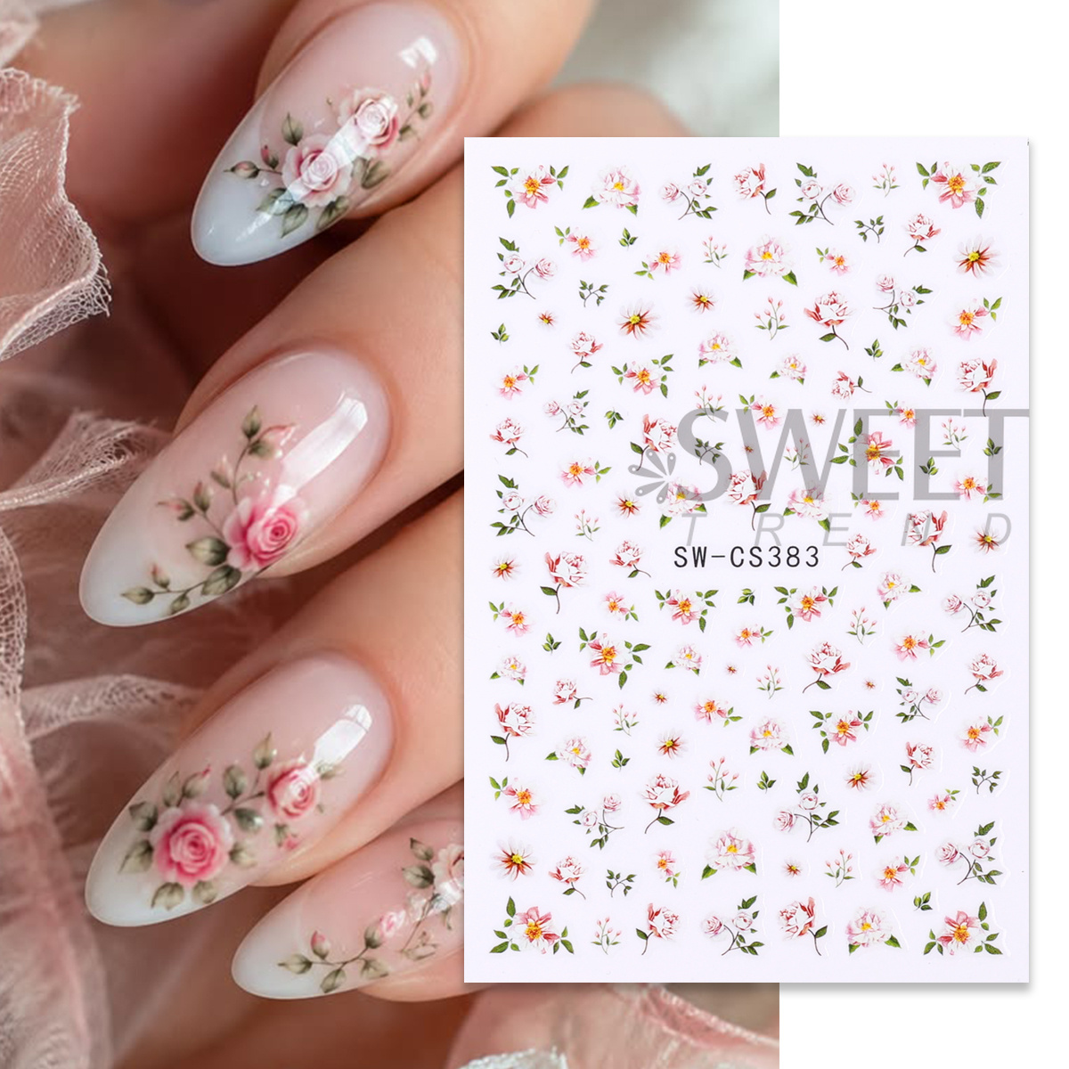 3pcs Kawaii Floral Nail Art St - Nail Art Simple Elegant 评论和价格