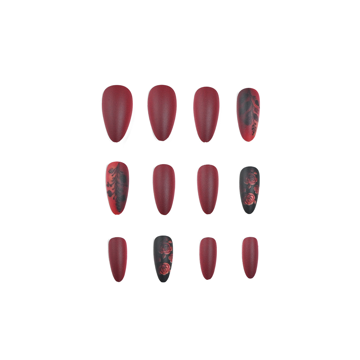 24 pieces of long almond-shape - Nail Art Red 评论和价格