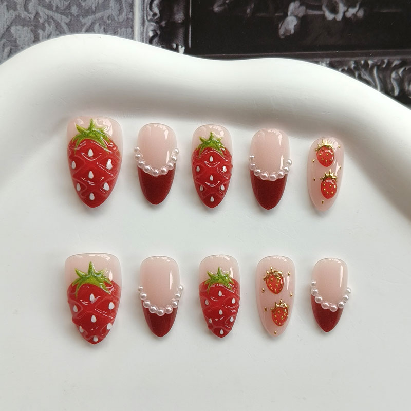 10Pcs Women French Style 3D St - Nail Art Red 评论和价格