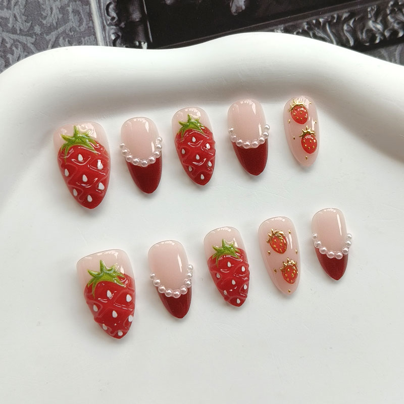 10Pcs Women French Style 3D St - Nail Art Red 评论和价格