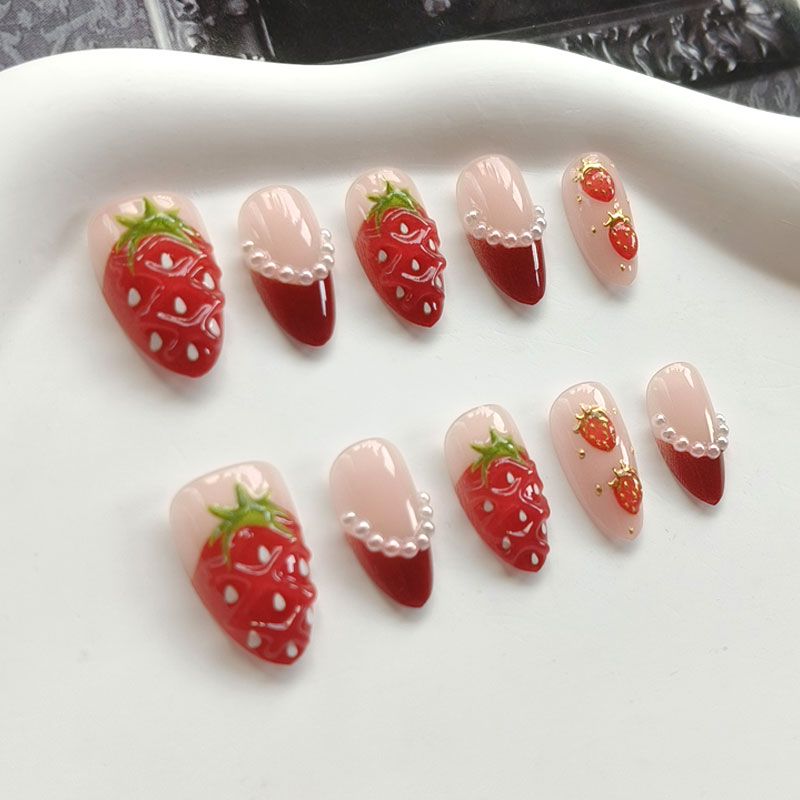 10Pcs Women French Style 3D St - Nail Art Red 评论和价格