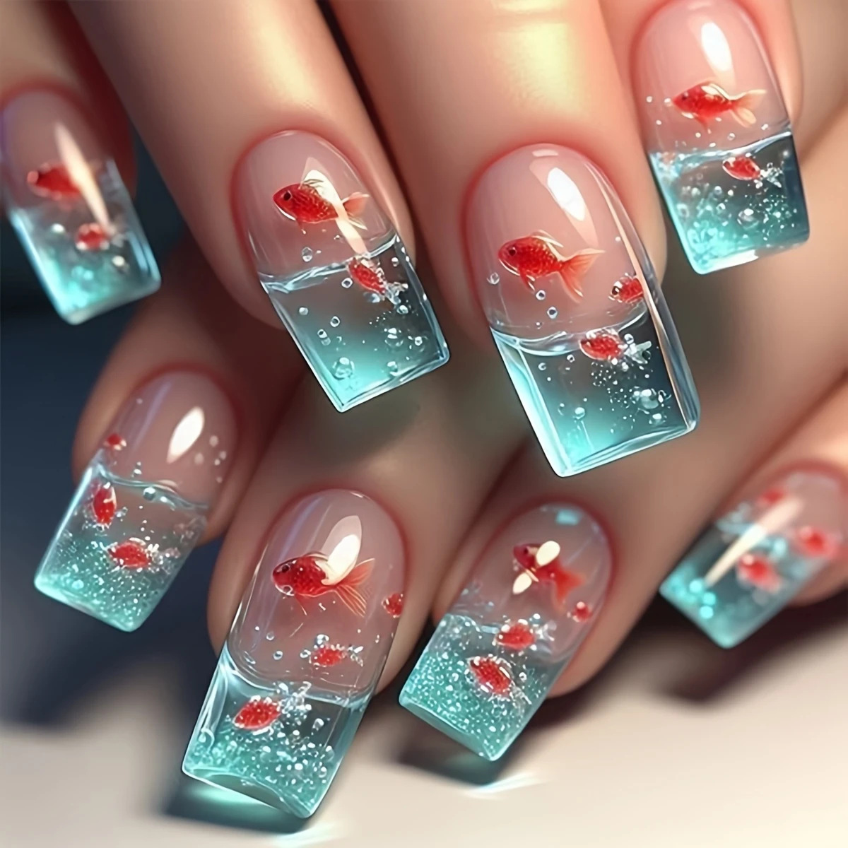 Medium long Square fake nails  - Nail Art Red 评论和价格
