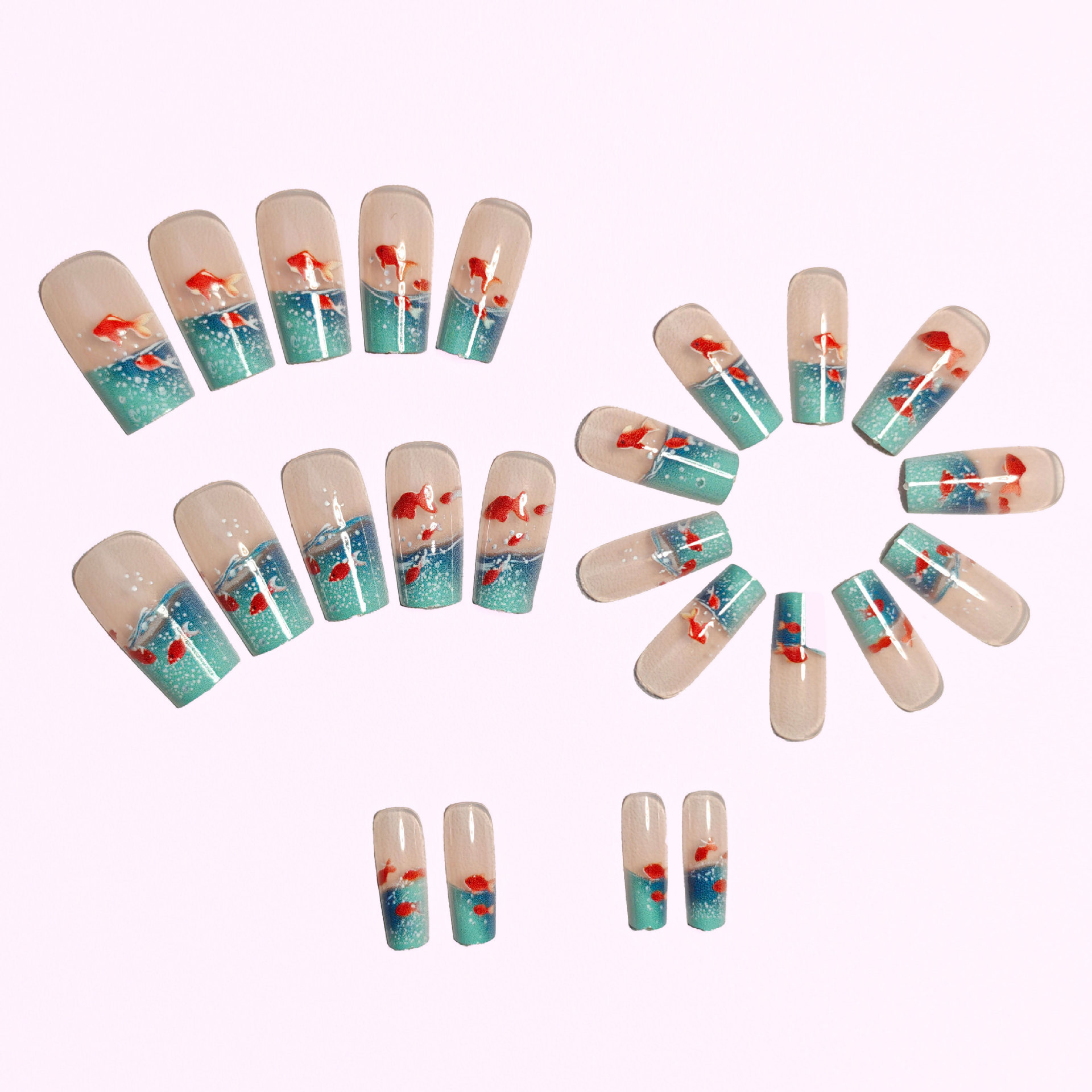 Medium long Square fake nails  - Nail Art Red 评论和价格