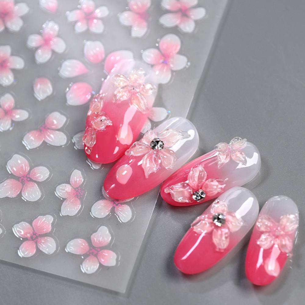 1Pc 3D Raised Ombre Design Nai - Nail Art Ombre Pink 评论和价格