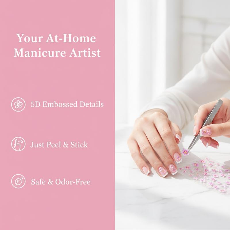 5D Relief Five Petal Nail Art  - Nail Art Ombre Pink 评论和价格