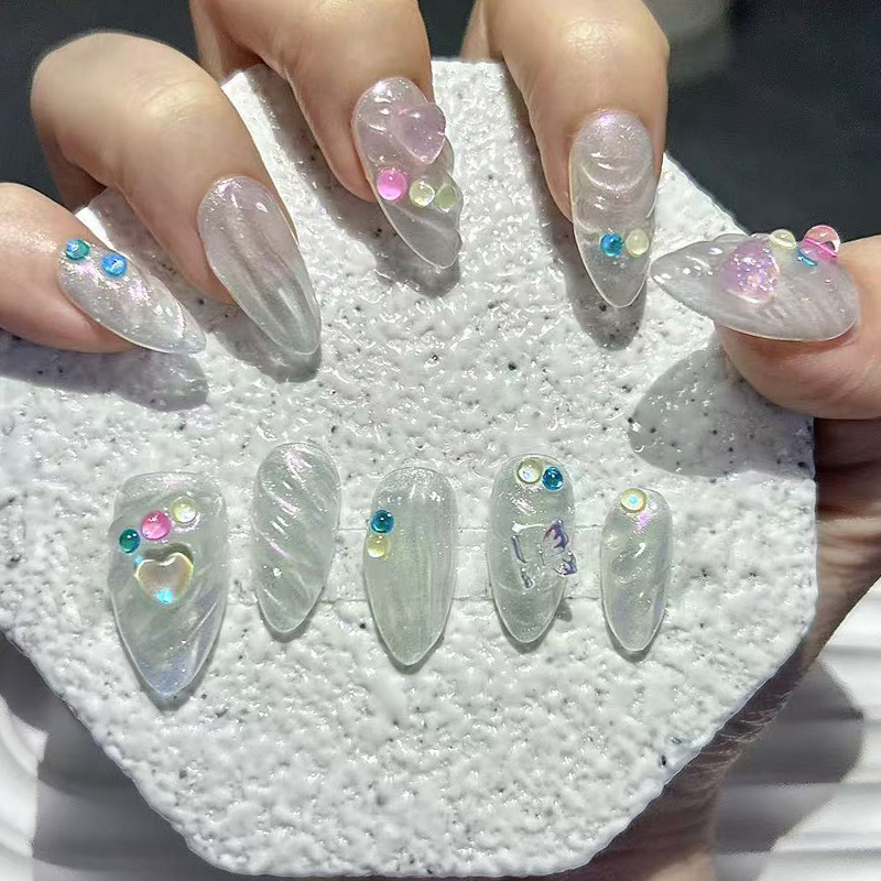 Handmade Press On Nails Short  - Nail Art Simple Elegant 评论和价格