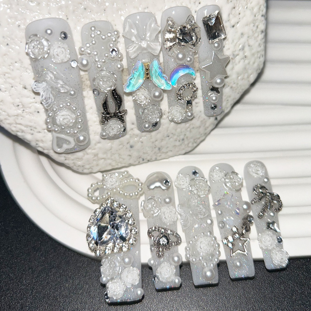 10PCS Cute Jirai Kei White Han - Nail Art Love 评论和价格