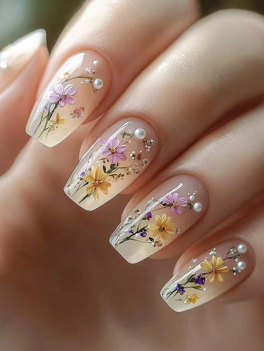 24pcs Y2K Nail Art Pearl Coffi - Nail Art Ombre Pink 评论和价格