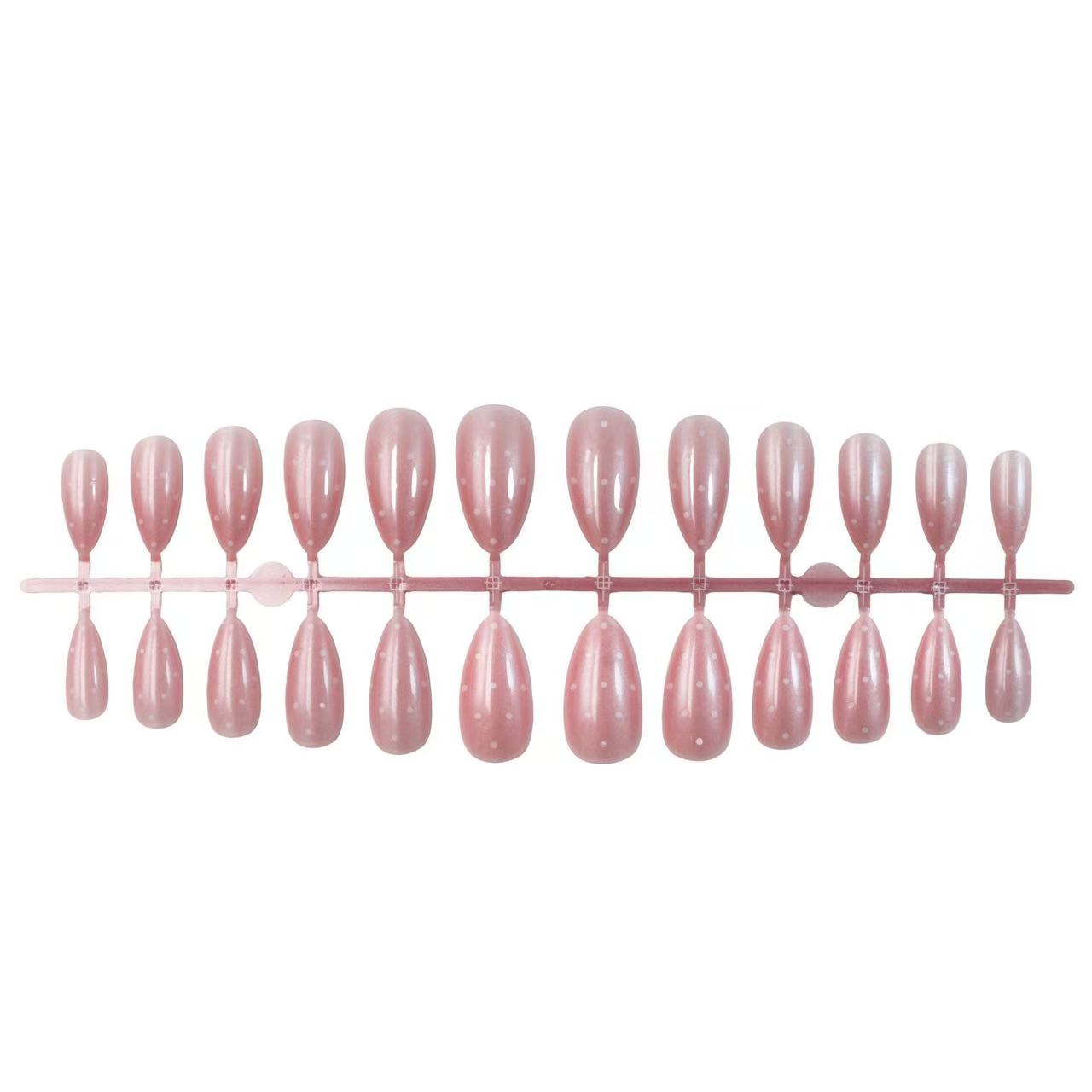 24PCS Shiny nude white polka d - Nail Art Simple Elegant 评论和价格