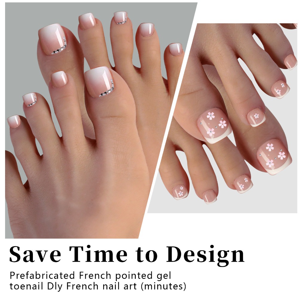 Short Square Press On Toenails - Nail Art Ombre Pink 评论和价格