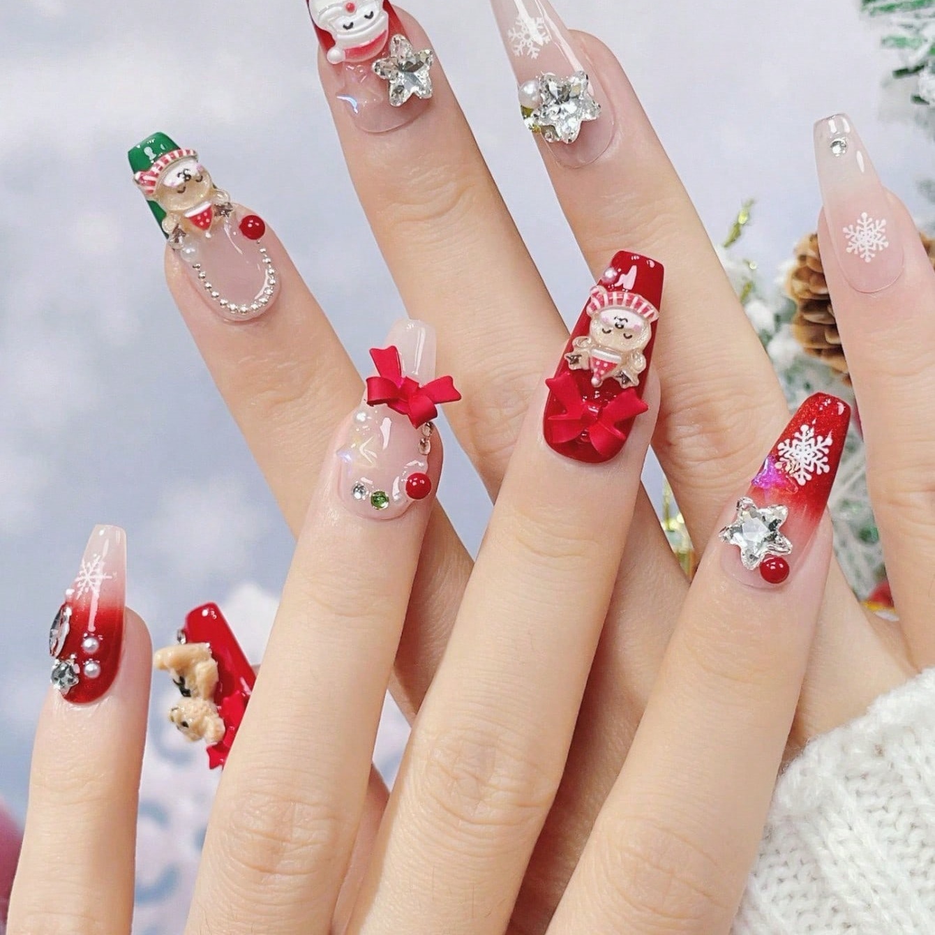 10pcs Handmade Coffin Shaped N - Nail Art Red 评论和价格