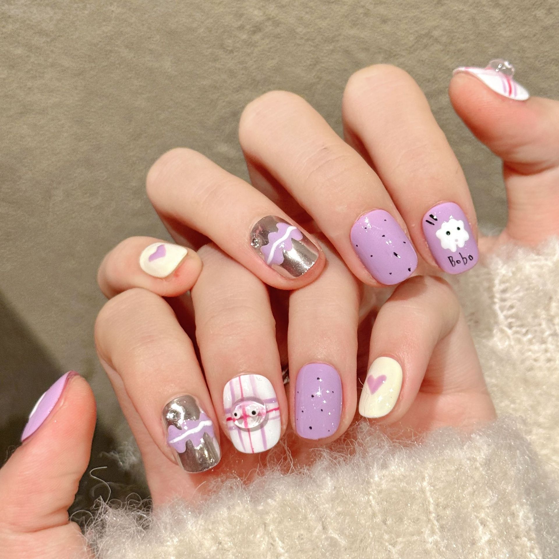 10pcs Handmade Pressed Short R - Nail Art Love 评论和价格